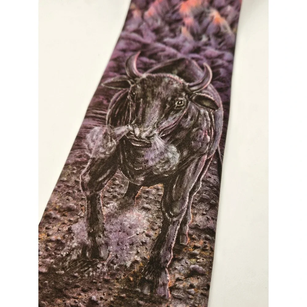 Vintage 1990‎ Ralph Marlin The Bull Necktie Blaine Heerman Graphic Art Tie USA